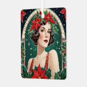 Art Deco Lady Personalisierter Weihnachtsbaum Ornament Aus Metall (Vorderseite links)