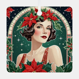 Art Deco Lady Personalisierter Weihnachtsbaum Ornament Aus Metall