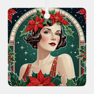 Art Deco Lady Personalisierter Weihnachtsbaum Ornament Aus Metall