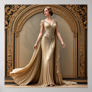 Art Deco Lady Poster