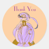 ART DECO LADY RUNDER AUFKLEBER (Vorderseite)