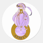 ART DECO LADY RUNDER AUFKLEBER (Vorderseite)