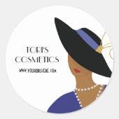 Art Deco Lady, Shop, Beauty Business oder Kosmetik Runder Aufkleber (Vorderseite)