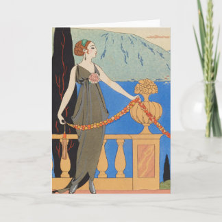 Art Deco Lady – Standing beyond the sea. Feiertagskarte
