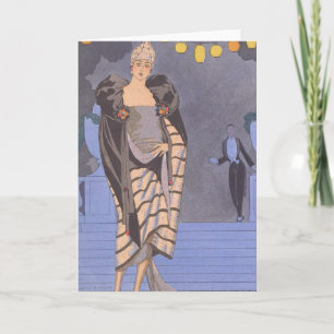 Art Deco Lady – Standing on the street. Feiertagskarte