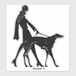 Art Deco Lady und Borzoi Die Vinyl Sticker schneid