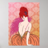Art Deco Lady with Damask - BIANCA: Melon Melange Poster (Vorne)