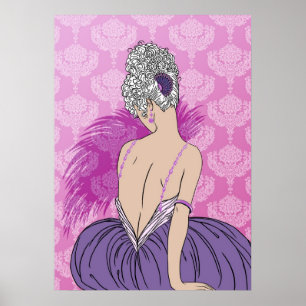 Art Deco Lady with Damask - BIANCA: Pariser Pflaum Poster