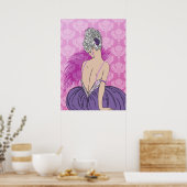 Art Deco Lady with Damask - BIANCA: Pariser Pflaum Poster (Küche)
