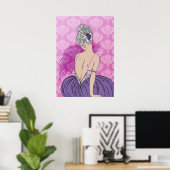 Art Deco Lady with Damask - BIANCA: Pariser Pflaum Poster (Heimbüro)