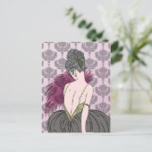 Art Deco Lady with Damask - BIANCA: Teezeit Postkarte (Stehend Vorderseite)