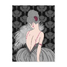 Art Deco Lady with Damask - BIANCA: Winter Grays