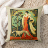 Art Deco Lady with Dog Kissen (Decke)