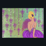 Art Deco Lady with Jewels - BIANCA: Spring Lilac Poster<br><div class="desc">Unsere wunderschöne Bianca ist in einem vollen Rock gekleidet und ihr Top hat Gurte, die aus Schmuckstränden bestehen. Sie hält einen Federn-Fan und sitzt vor einem Hintergrund von subtilen Grunge, Punkten und Sternen; überlagert mit schönen hängenden Juwelen. Das Haar von Bianca ist eine Masse von Curlen in einem fabelhaften Oudo,...</div>
