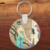 Art Deco Ladys By the Window Key Chain Schlüsselanhänger (Vorderseite)