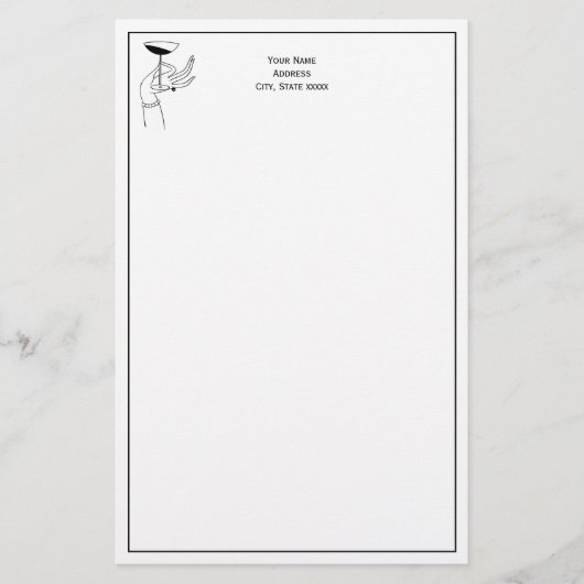 Art Deco Lady's Hand Holding Champagne Glass Briefpapier (Vorderseite)