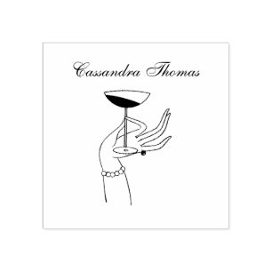 Art Deco Lady's Hand Holding Champagne Glass Gummistempel