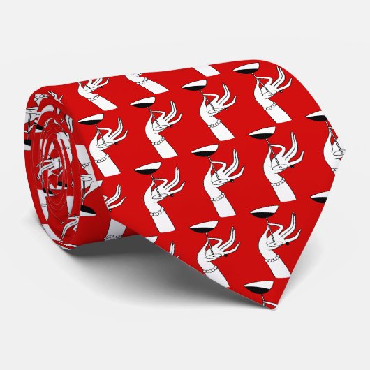 Art Deco Lady's Hand Holding Champagne Glass Krawatte (Gerollt)