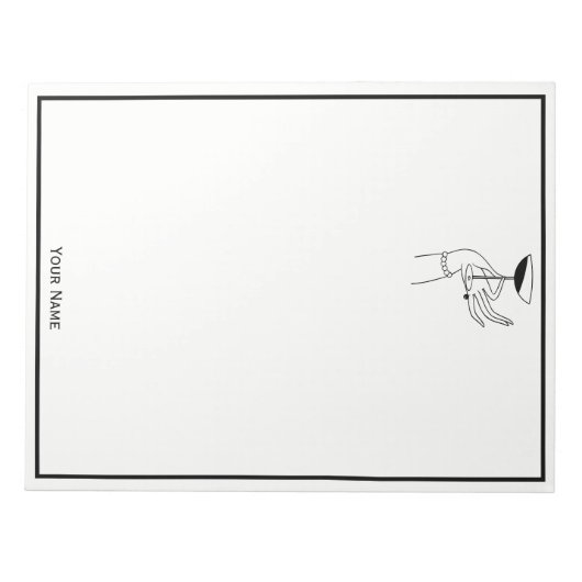 Art Deco Lady's Hand Holding Champagne Glass Notizblock (Vorderseite)