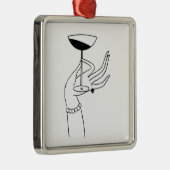 Art Deco Lady's Hand Holding Champagne Glass Ornament Aus Metall (Rechts)