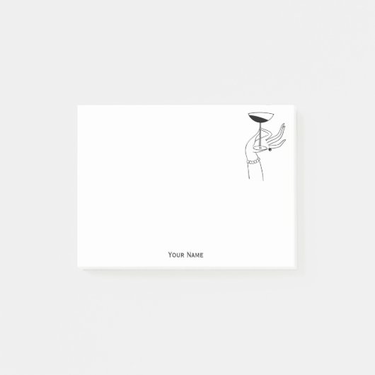 Art Deco Lady's Hand Holding Champagne Glass Post-it Klebezettel (Vorderseite)