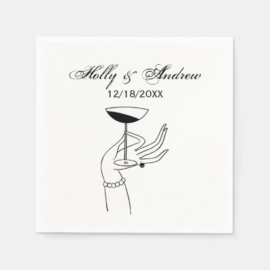 Art Deco Lady's Hand Holding Champagne Glass Serviette (Vorderseite)