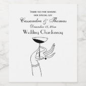 Art Deco Lady's Hand Holding Sparkling Weinglas Weinetikett (Einzelnes Label)
