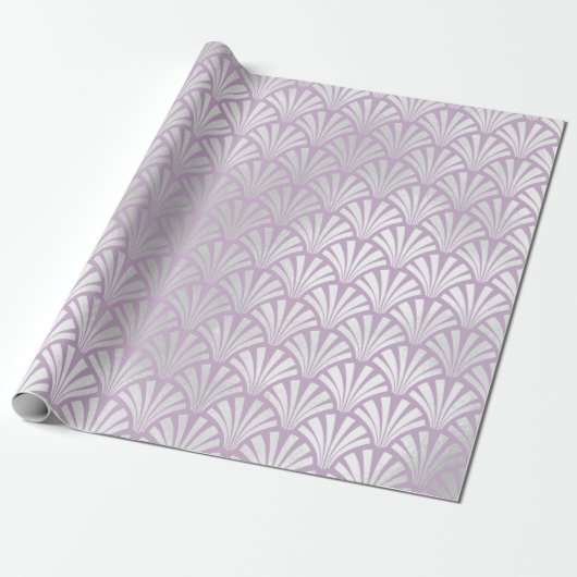 Art Deco Lavender Silver Gray Scales Seashells Geschenkpapier (Ungerollt)