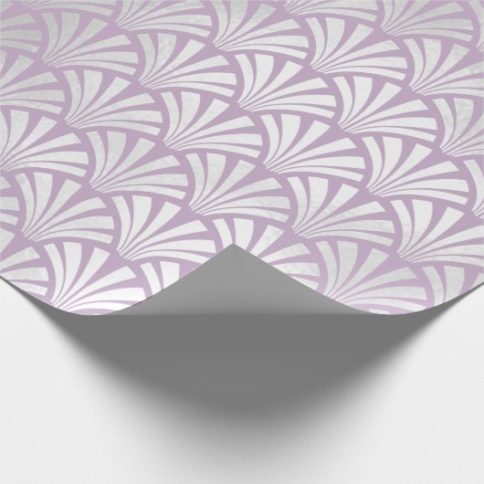 Art Deco Lavender Silver Gray Scales Seashells Geschenkpapier (Ecke)