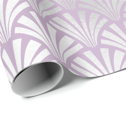Art Deco Lavender Silver Gray Scales Seashells Geschenkpapier (Rolleneckpunkt)