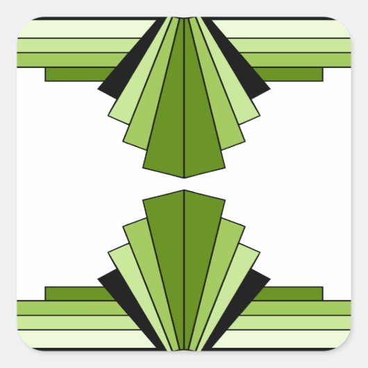 Art Deco Layers in Limes Quadratischer Aufkleber (Vorderseite)