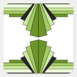 Art Deco Layers in Limes Quadratischer Aufkleber
