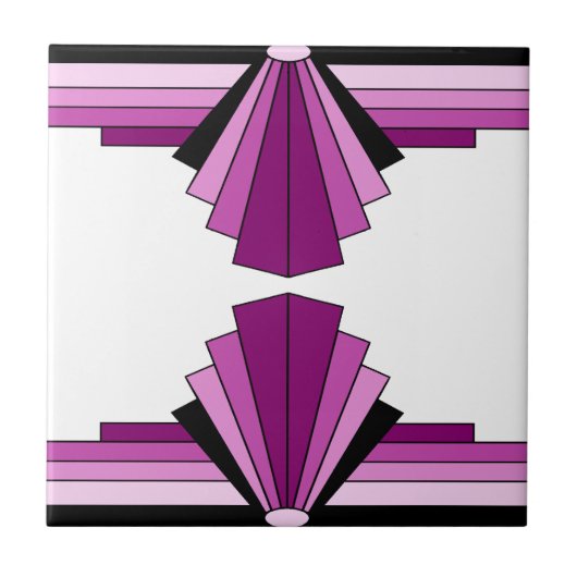 Art Deco Layers in Pinks Fliese (Vorderseite)