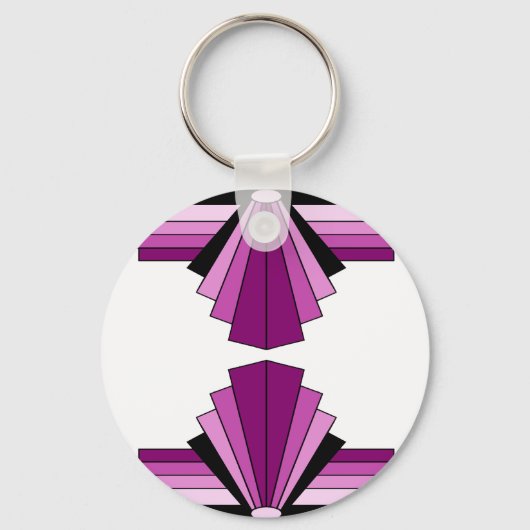 Art Deco Layers in Pinks Schlüsselanhänger (Vorderseite)