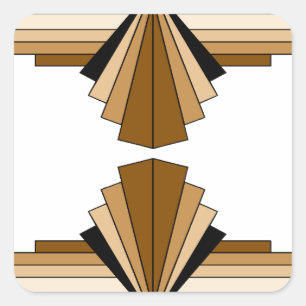 Art Deco Layers in Tan Quadratischer Aufkleber