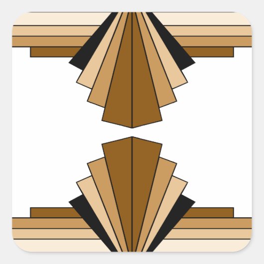 Art Deco Layers in Tan Quadratischer Aufkleber (Vorderseite)