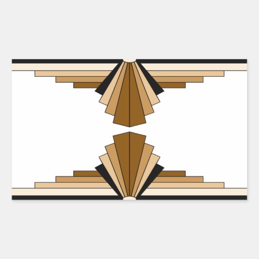 Art Deco Layers in Tan Rechteckiger Aufkleber (Vorderseite)