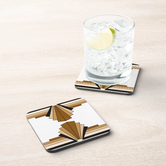 Art Deco Layers in Tan Untersetzer (Rechte Seite)