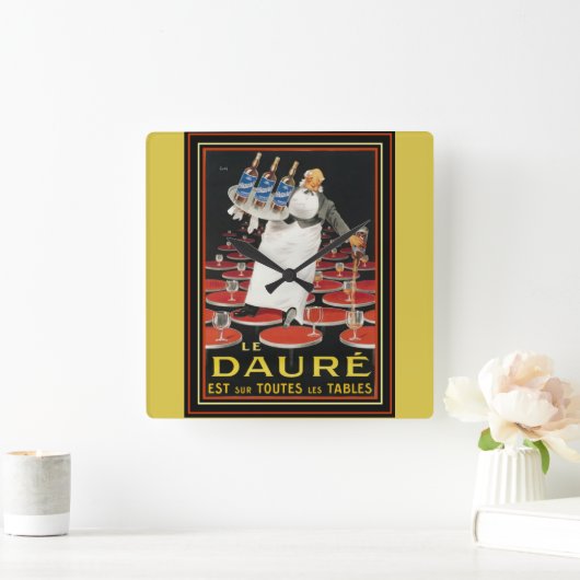 Art Deco Le Daure Ad Wall Clock Quadratische Wanduhr (Zuhause)