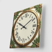 Art Deco Leafs Quadratische Wanduhr (Winkel)