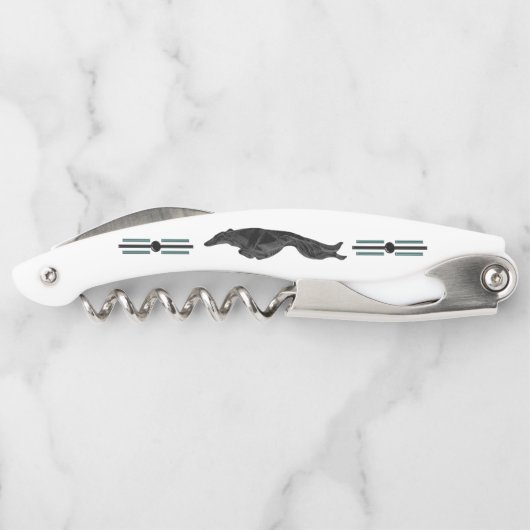 Art Deco Leaping Borzoi Corkschraube Kellnermesser (Rückseite)