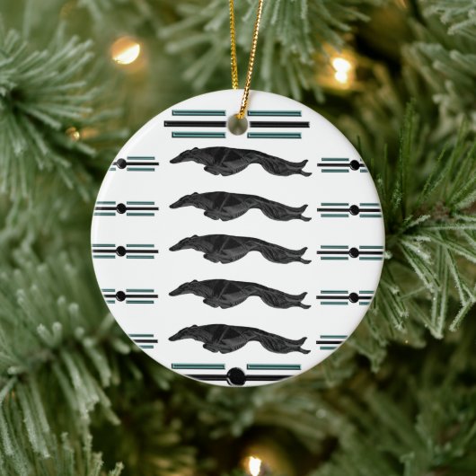 Art Deco Leaping Borzoi Weihnachtsschmuck (Baum)