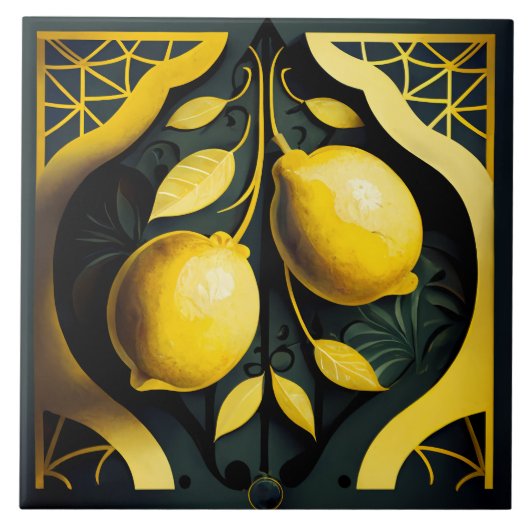 Art Deco Lemons Fliese (Vorderseite)