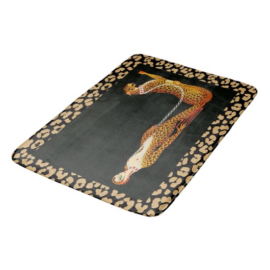 Art Deco Leopard Lady (ERTE) Leopard Skin Bath Mat Badematte (Schrägansicht)