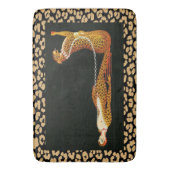 Art Deco Leopard Lady (ERTE) Leopard Skin Bath Mat Badematte (Vorderseite Vertikal)