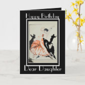 ART DECO "LET'S DANCE" DAUGHTER GREETCARD KARTE (Gelbe Blume)