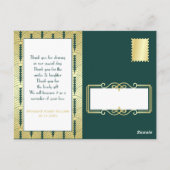 Art Deco Liebe & Dank Gold Dark Green Vielen Dank Postkarte (Rückseite)
