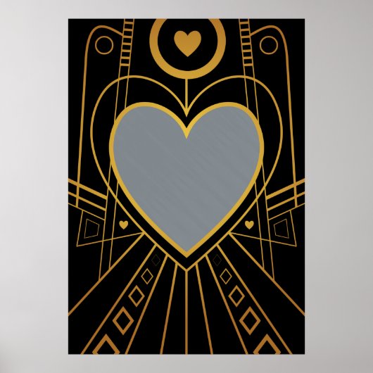 Art Deco Liebe Herzrasse Poster (Vorne)