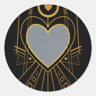 Art Deco Liebe Herzrasse Runder Aufkleber
