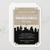 Art Déco "Liebe in der Stadt" Einladung zur Hochze (Vorne/Hinten)